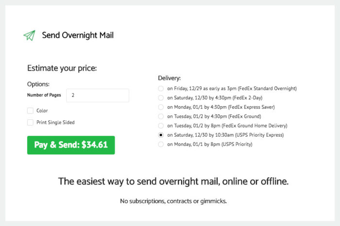 Send Overnight Mail : WebApp Review