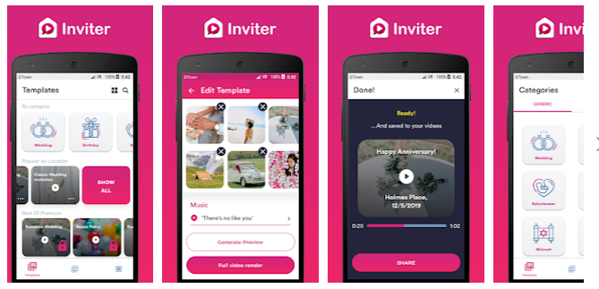 With Video Invitation Maker App of Inviter, Create awesome Video Invitations for the Party