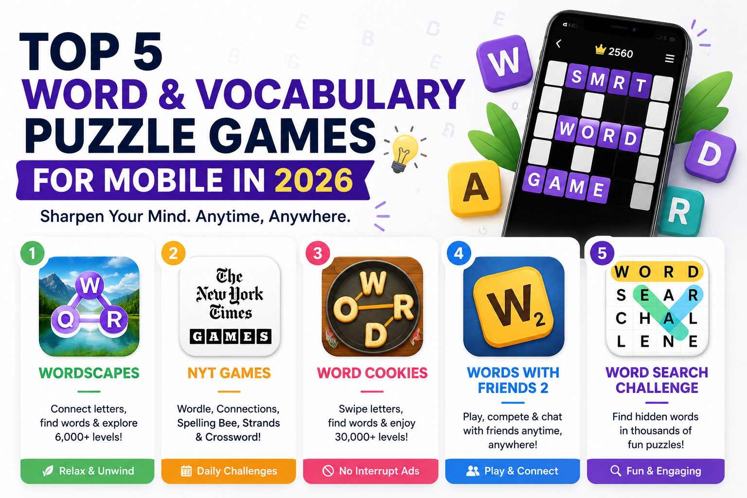 Top 5 Word and Vocabulary Puzzle Games for Mobile in 2026